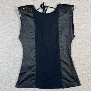 Chic Black Sleeveless Blouse with Sequin Accents